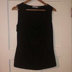 Calvin Klein Black Cowl-neck Sleeveless Blouse - L